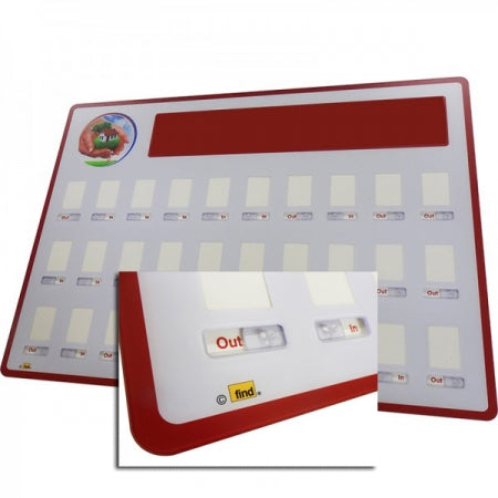 In/Out Staff Board - 24 staff (40mm x 600mm)